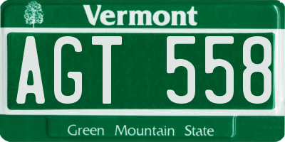 VT license plate AGT558