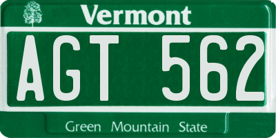 VT license plate AGT562