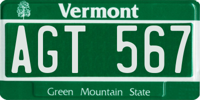 VT license plate AGT567