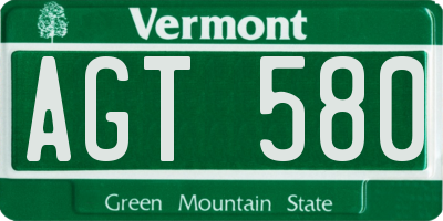 VT license plate AGT580