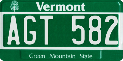 VT license plate AGT582