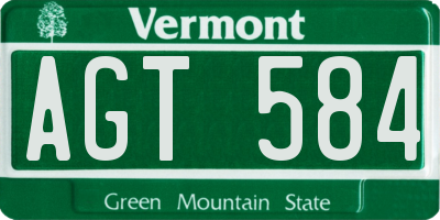 VT license plate AGT584