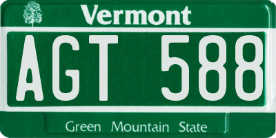 VT license plate AGT588