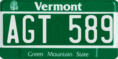VT license plate AGT589