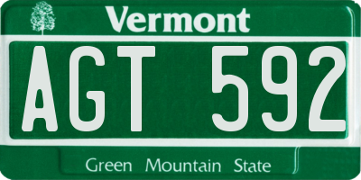VT license plate AGT592