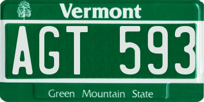 VT license plate AGT593