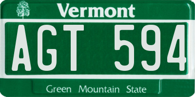 VT license plate AGT594