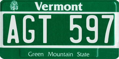 VT license plate AGT597