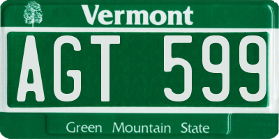VT license plate AGT599