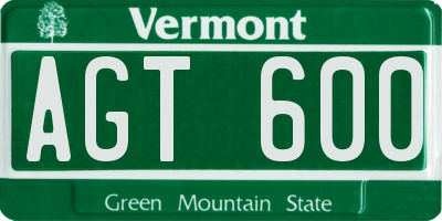 VT license plate AGT600