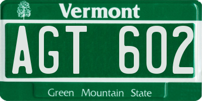 VT license plate AGT602