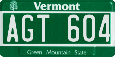 VT license plate AGT604