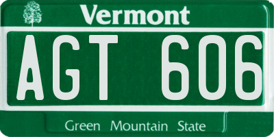 VT license plate AGT606
