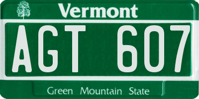 VT license plate AGT607