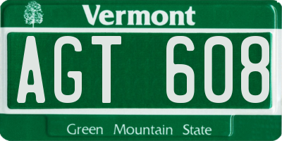 VT license plate AGT608
