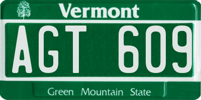 VT license plate AGT609