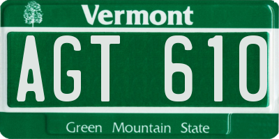 VT license plate AGT610