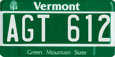 VT license plate AGT612