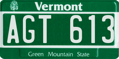 VT license plate AGT613