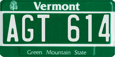 VT license plate AGT614