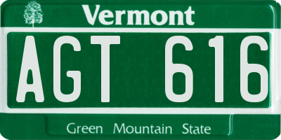 VT license plate AGT616