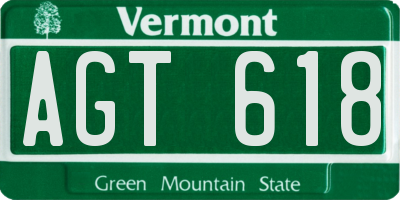 VT license plate AGT618
