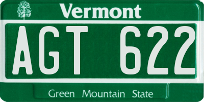VT license plate AGT622