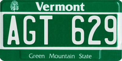 VT license plate AGT629