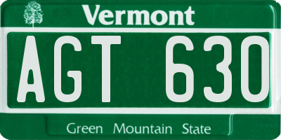 VT license plate AGT630
