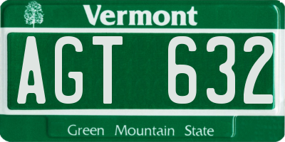 VT license plate AGT632