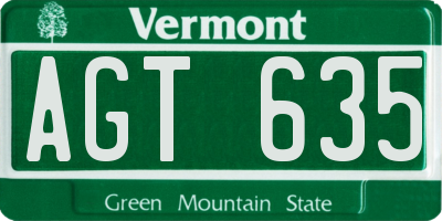 VT license plate AGT635