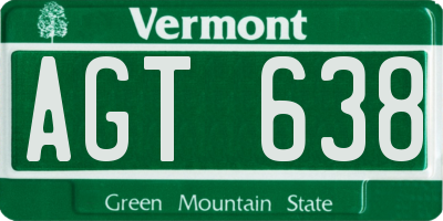 VT license plate AGT638