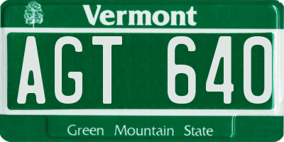 VT license plate AGT640