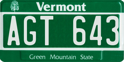 VT license plate AGT643