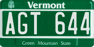 VT license plate AGT644