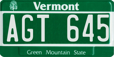 VT license plate AGT645