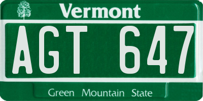 VT license plate AGT647