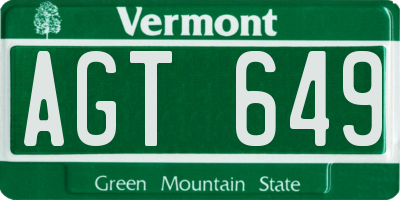 VT license plate AGT649