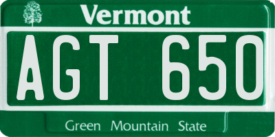 VT license plate AGT650