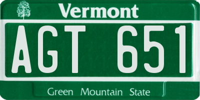 VT license plate AGT651