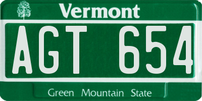 VT license plate AGT654
