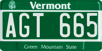 VT license plate AGT665
