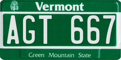 VT license plate AGT667