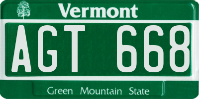 VT license plate AGT668