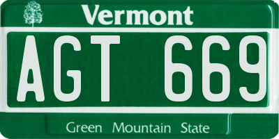 VT license plate AGT669