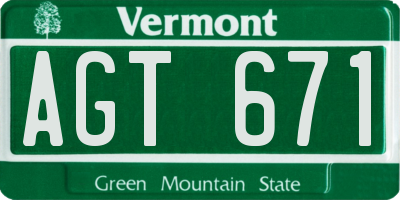 VT license plate AGT671