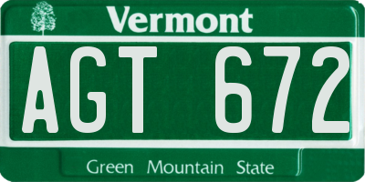 VT license plate AGT672
