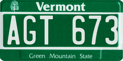 VT license plate AGT673