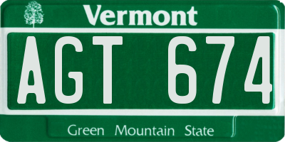 VT license plate AGT674