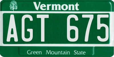 VT license plate AGT675